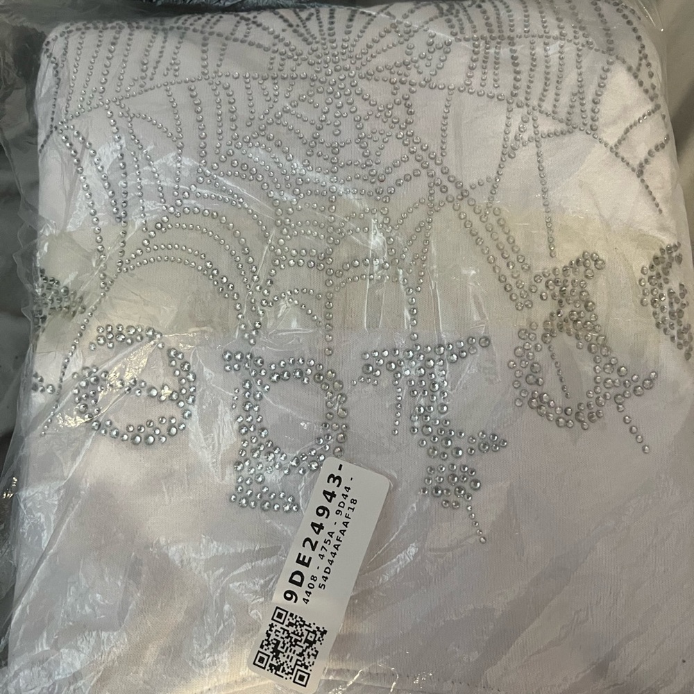 Sp5der Hoodie White Rhinestone